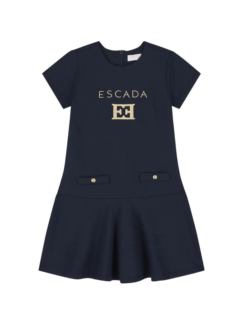 Escada Kids robe à taille basse et logo brodé - Bleu Escada Kids robe à taille basse et logo brodé - Bleu