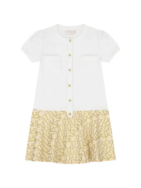 Escada Kids logo-print button-up dress