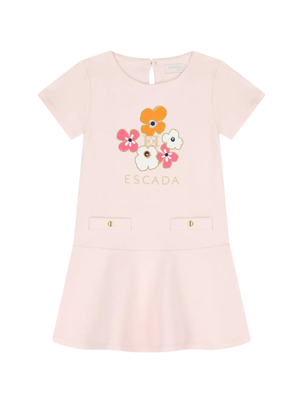 Escada Kids robe fleurie à logo imprimé - Rose Escada Kids robe fleurie à logo imprimé - Rose