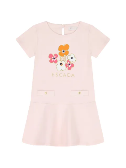 Escada Kids floral-print logo-print dress
