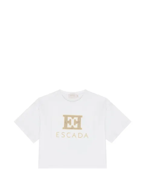 Escada Kids logo-embroidered cropped T-shirt