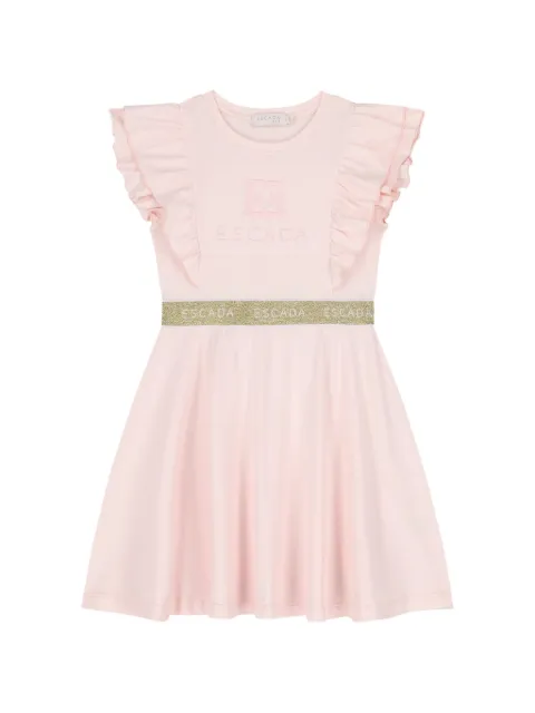 Escada Kids ruffled logo-embroidered dress