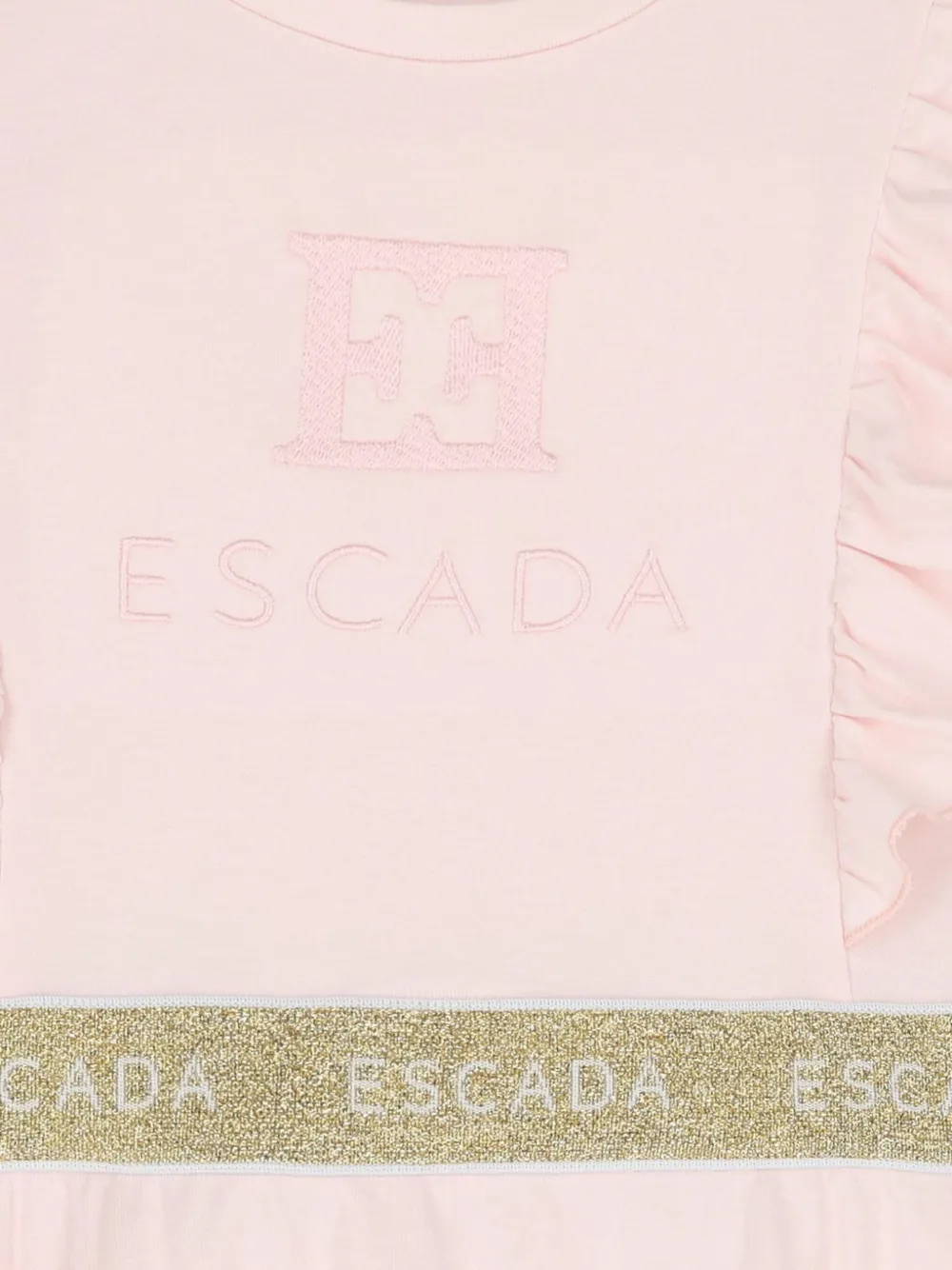 Escada Kids Jurk met geborduurd logo en ruches Roze