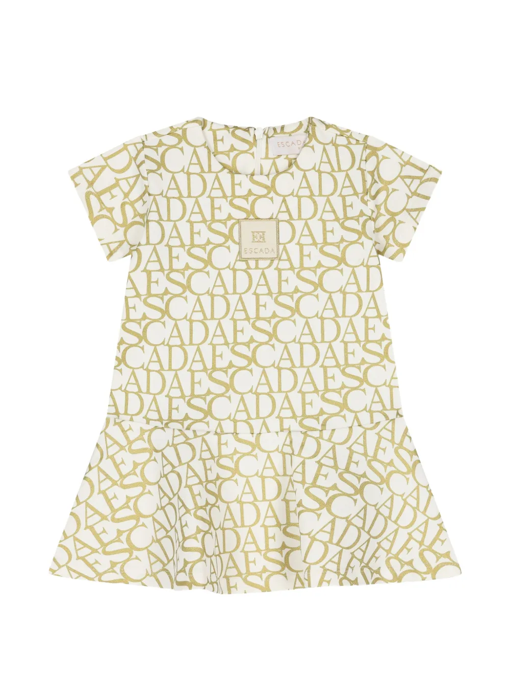 Escada Kids logo-print ruffled dress - Blanc Escada Kids logo-print ruffled dress - Blanc
