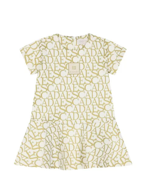 Escada Kids logo-print ruffled dress