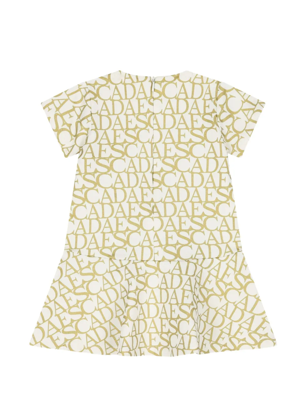 Escada Kids Jurk met logoprint en ruches Wit