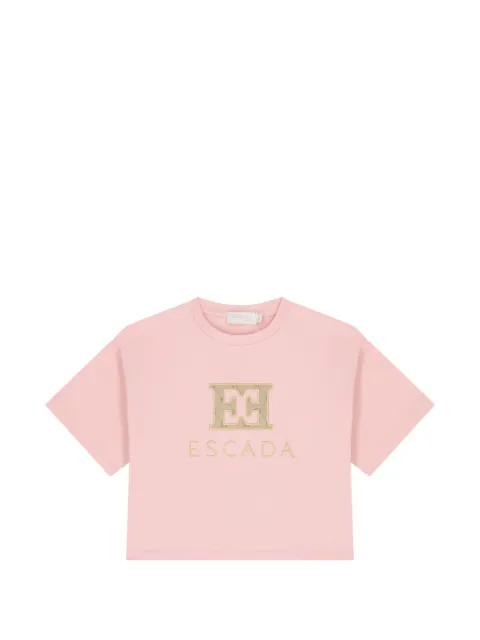 Escada Kids logo-embroidered cropped T-shirt