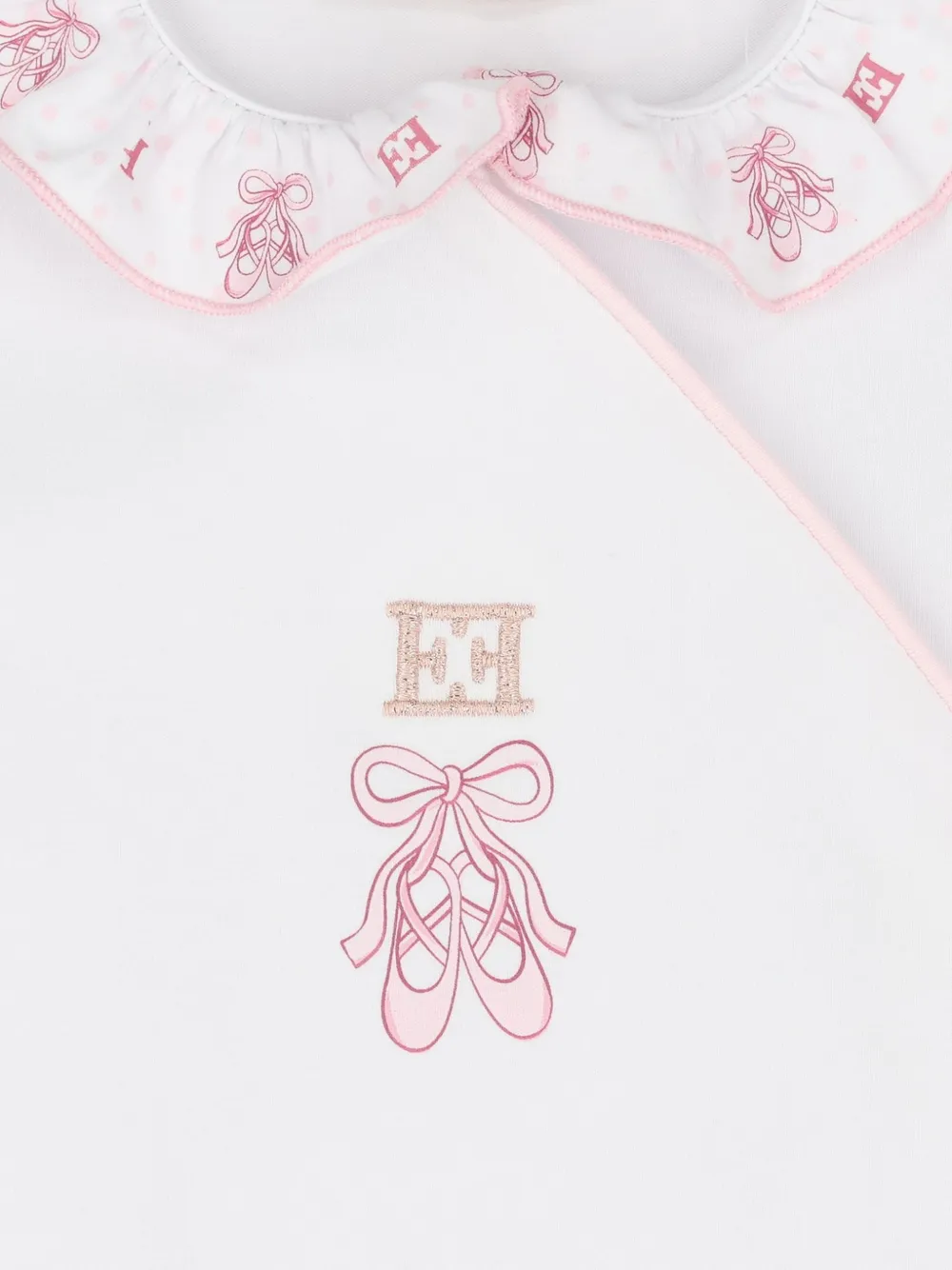 Escada Kids Slaappak met ballet-print en ruches Wit