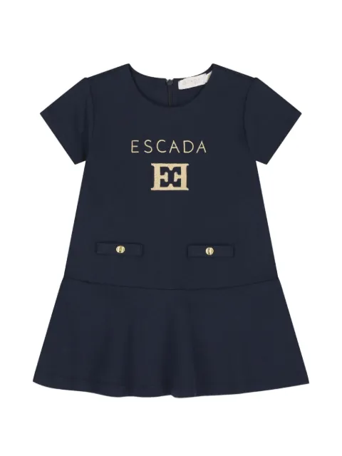 Escada Kids logo-embroidered short-sleeve dress