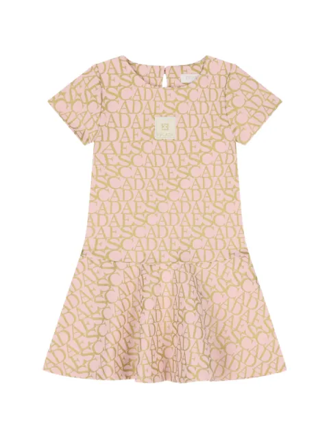 Escada Kids logo-print drop-waist dress