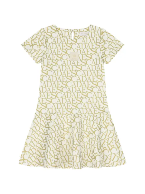 Escada Kids logo-print flared dress