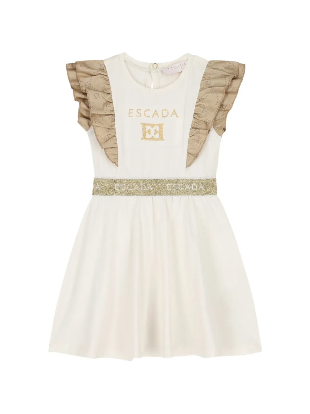 Escada Kids robe volantée à logo imprimé - Tons neutres Escada Kids robe volantée à logo imprimé - Tons neutres
