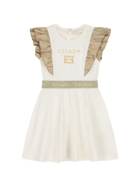 Escada Kids ruffled logo-print dress