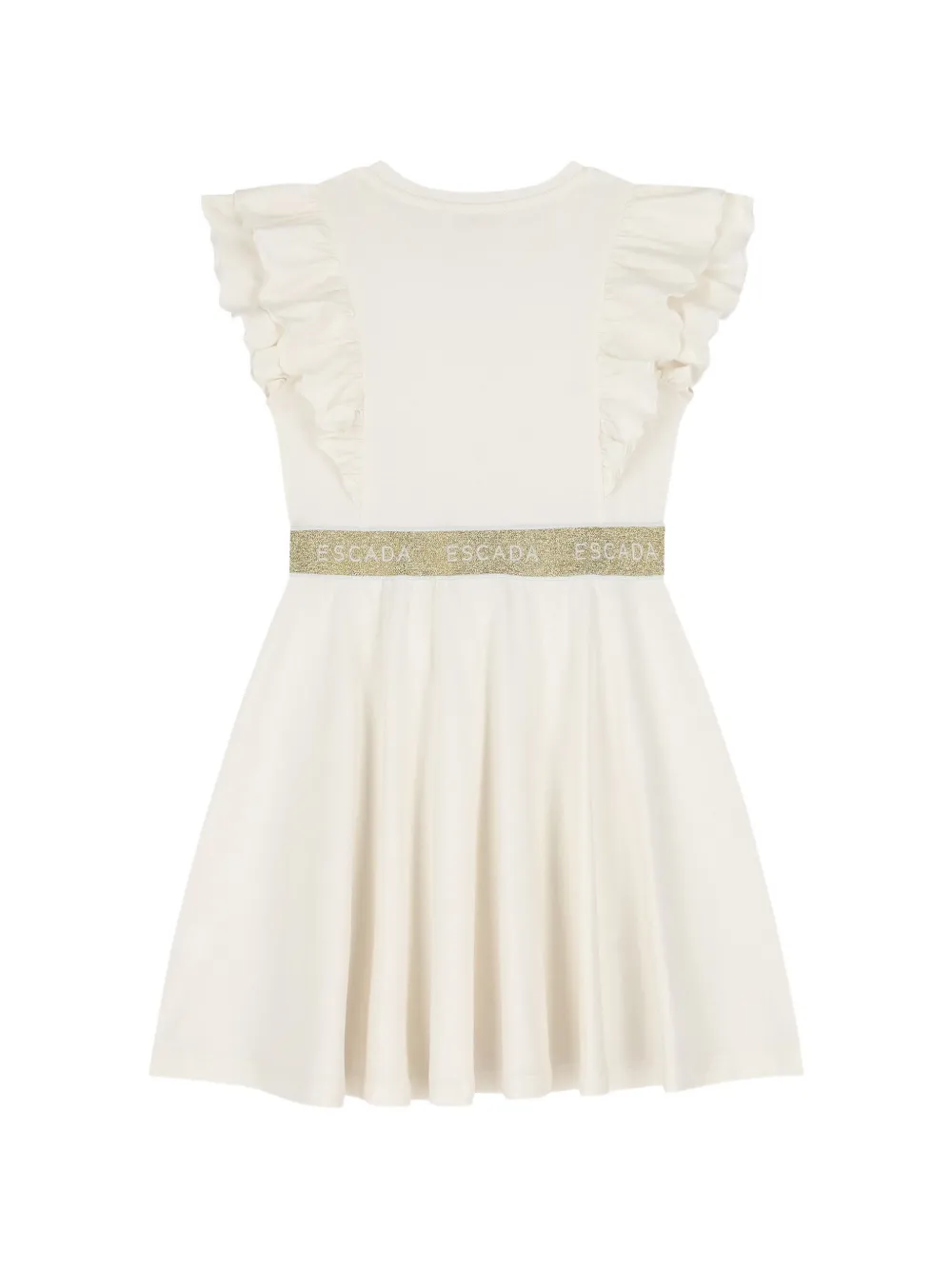 Escada Kids Jurk met geborduurd logo en ruches Beige