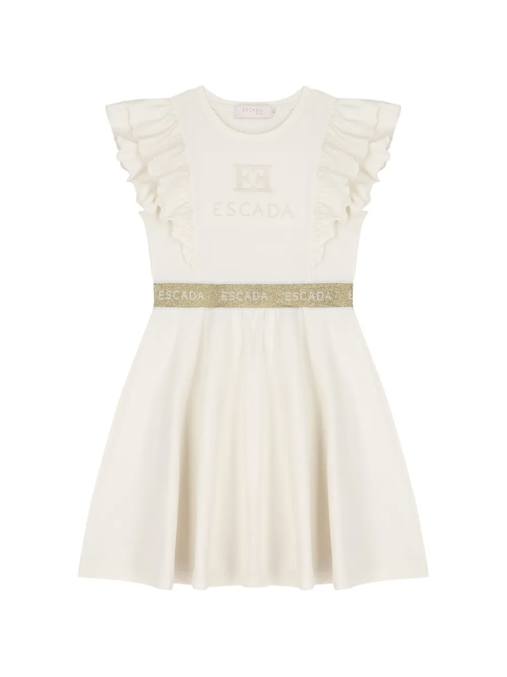 Escada Kids robe volantée à logo brodé - Tons neutres Escada Kids robe volantée à logo brodé - Tons neutres