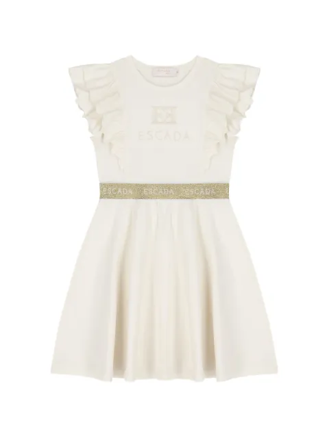 Escada Kids ruffled logo-embroidered dress