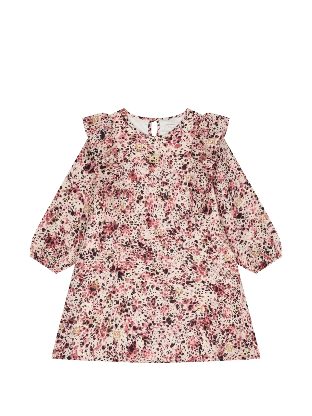 Escada Kids ruffled splatter-print dress - Tons neutres Escada Kids ruffled splatter-print dress - Tons neutres