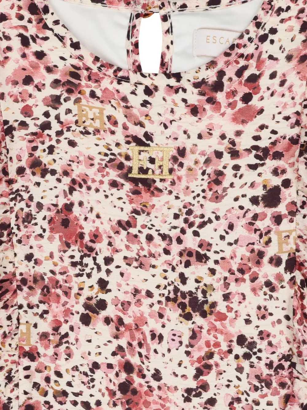 Escada Kids Jurk met ruches en verfspatten Beige