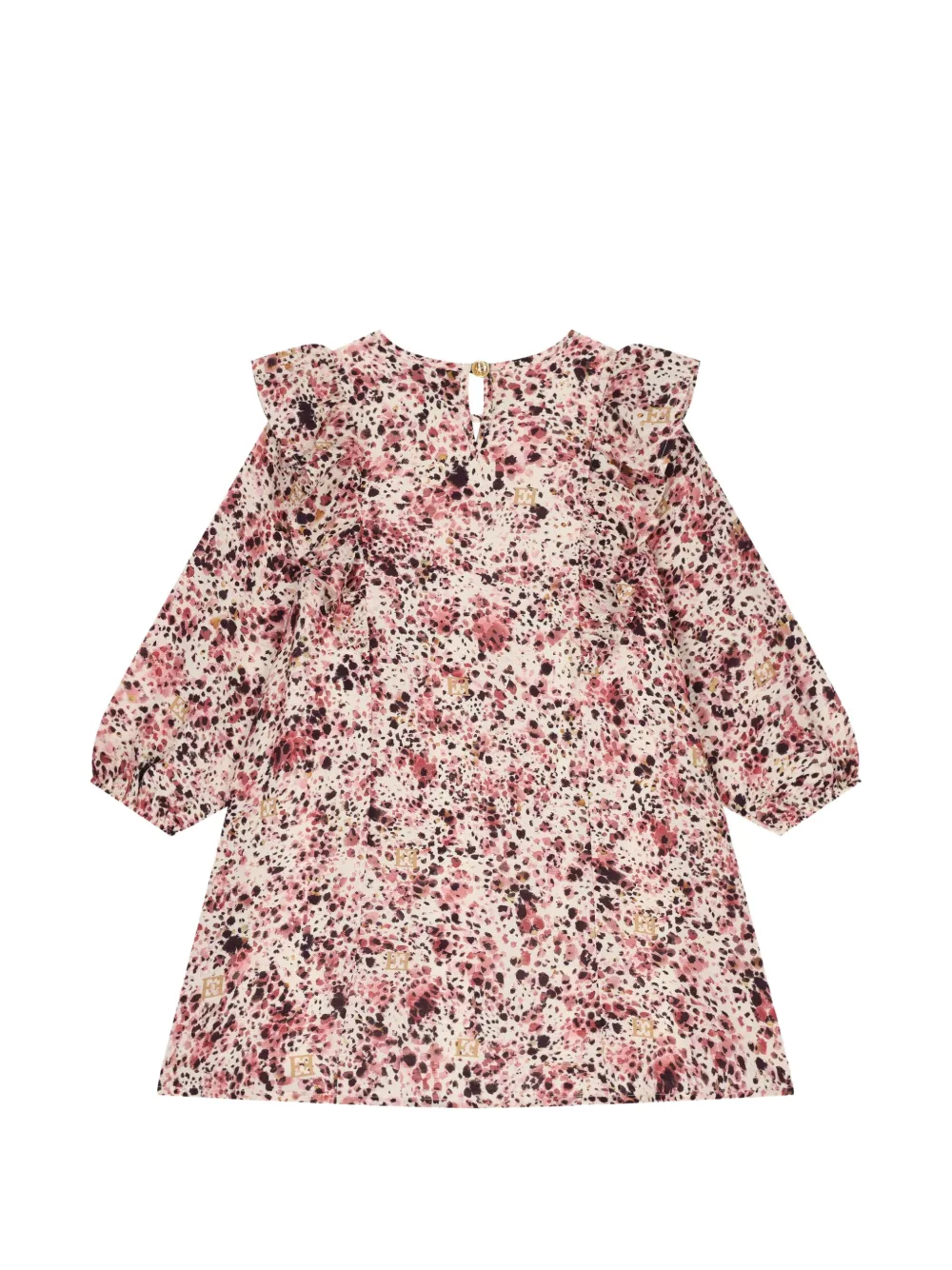 Escada Kids Jurk met ruches en verfspatten Beige