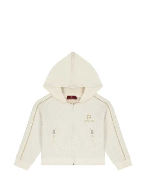 Aigner Kids logo-embroidered zip-up hoodie