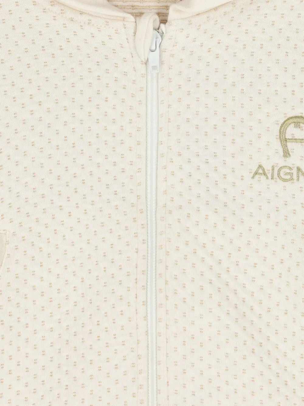 Aigner Kids logo-embroidered zip-up hoodie Beige
