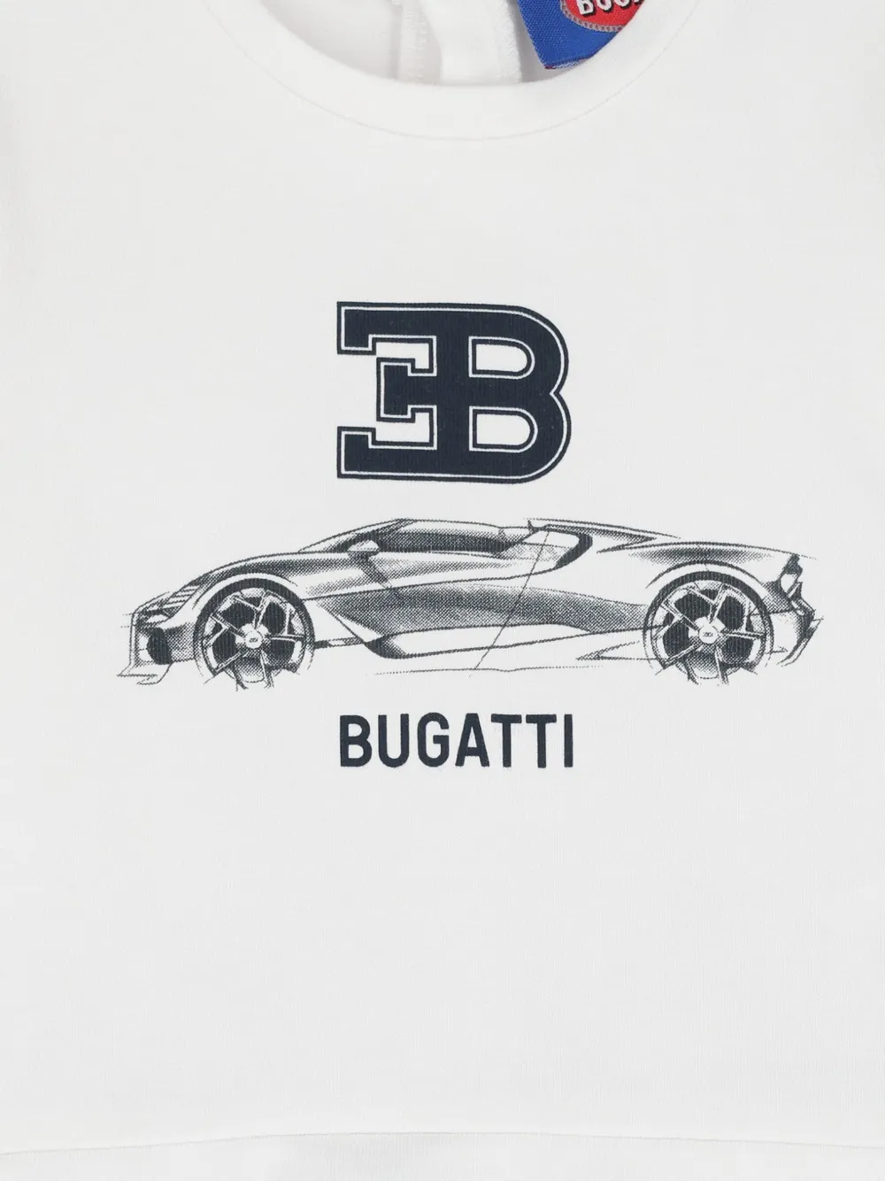 Bugatti Kids Pyjama met logo-patch en grafische print Wit