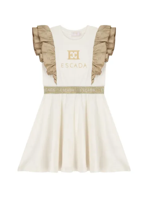 Escada Kids ruffle-trimmed logo-print dress