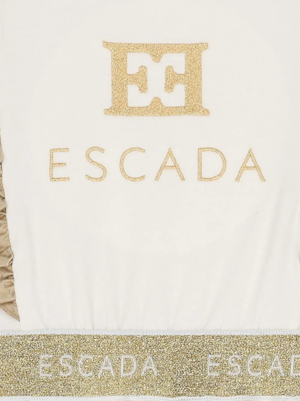 Escada Kids Jurk met ruches en logo-print Beige