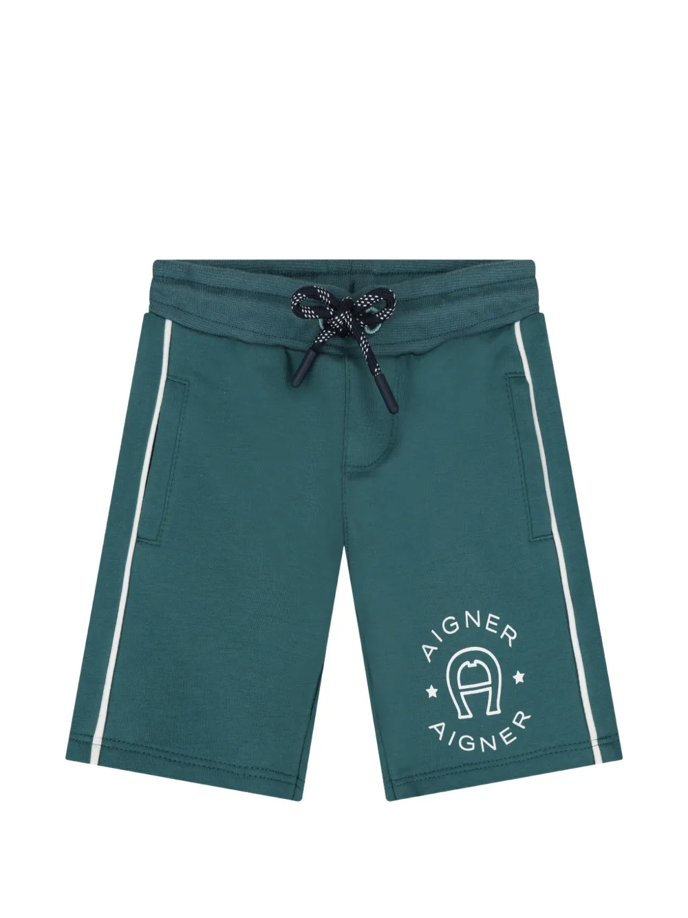 Aigner Kids logo-print side-stripe shorts - Vert Aigner Kids logo-print side-stripe shorts - Vert