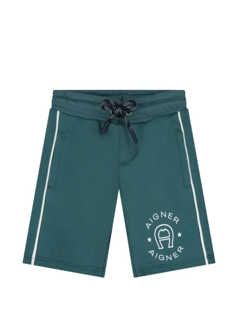 Aigner Kids logo-print side-stripe shorts