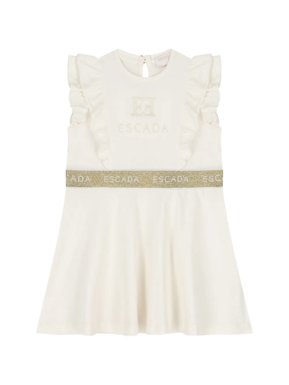 Escada Kids ruffle-trimmed logo-waistband dress - Tons neutres Escada Kids ruffle-trimmed logo-waistband dress - Tons neutres