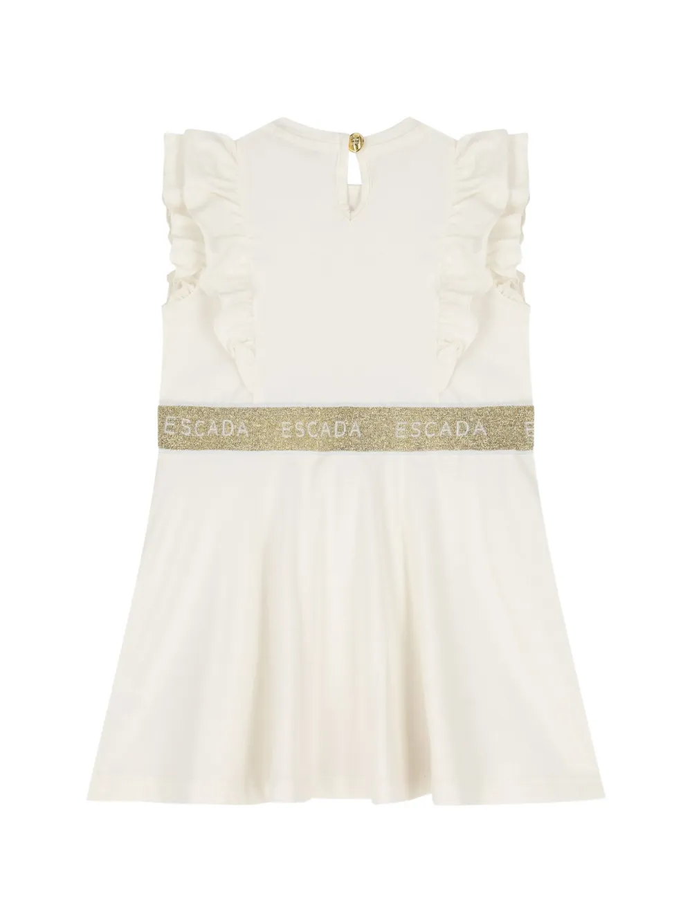 Escada Kids Jurk met ruches en logoband Beige