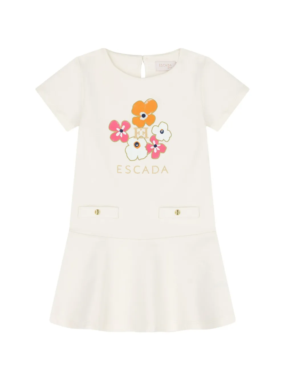 Escada Kids floral-print drop-waist dress - Blanc Escada Kids floral-print drop-waist dress - Blanc