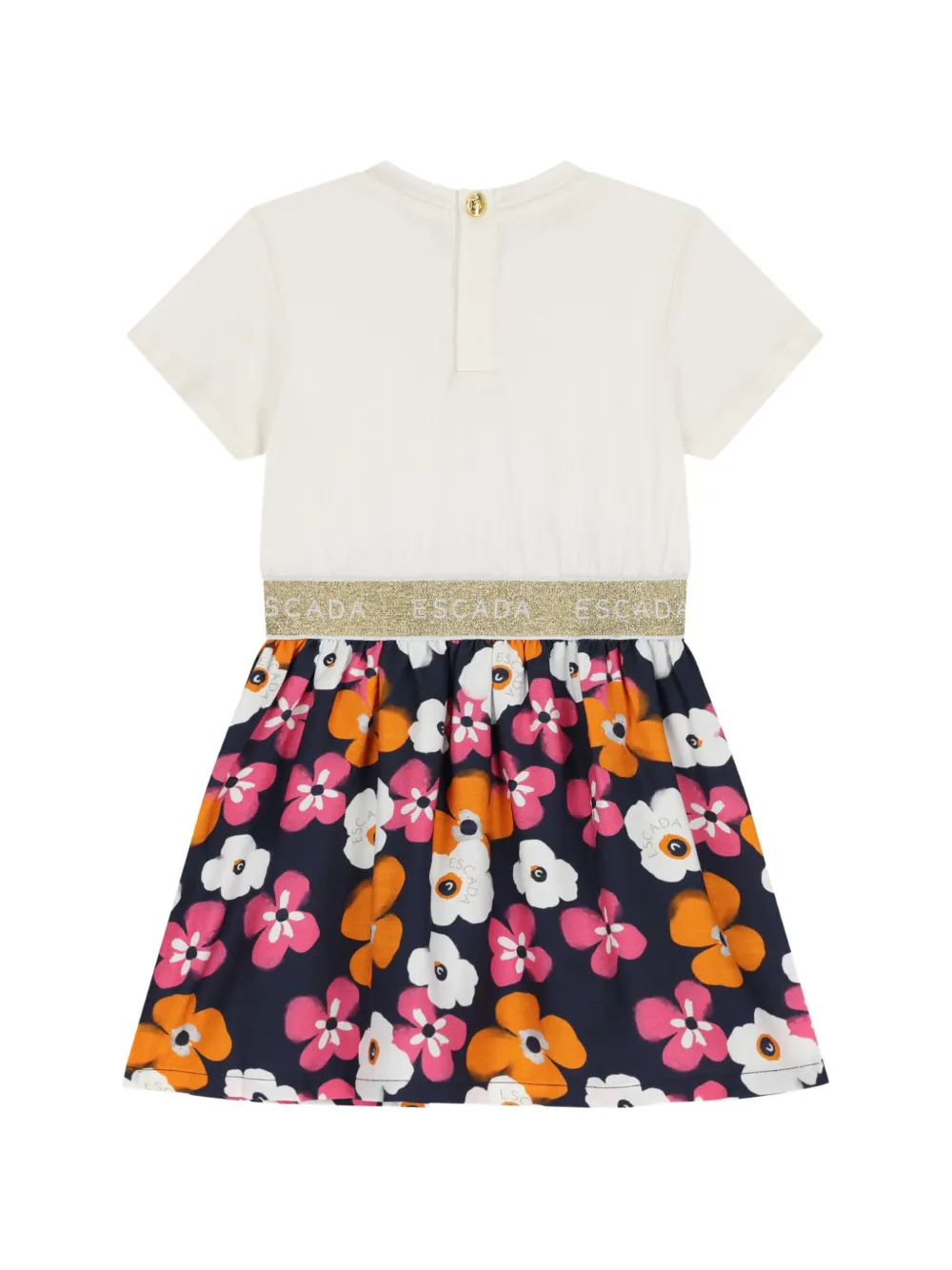 Escada Kids Jurk met logoband en bloemenprint Beige
