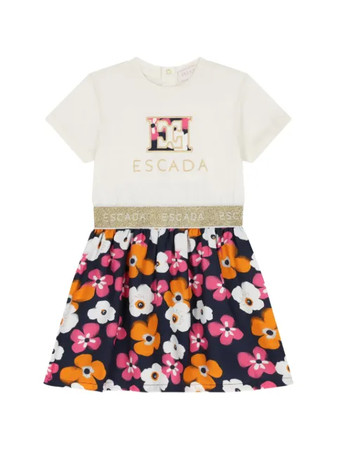 Escada Kids floral-print logo-waistband dress