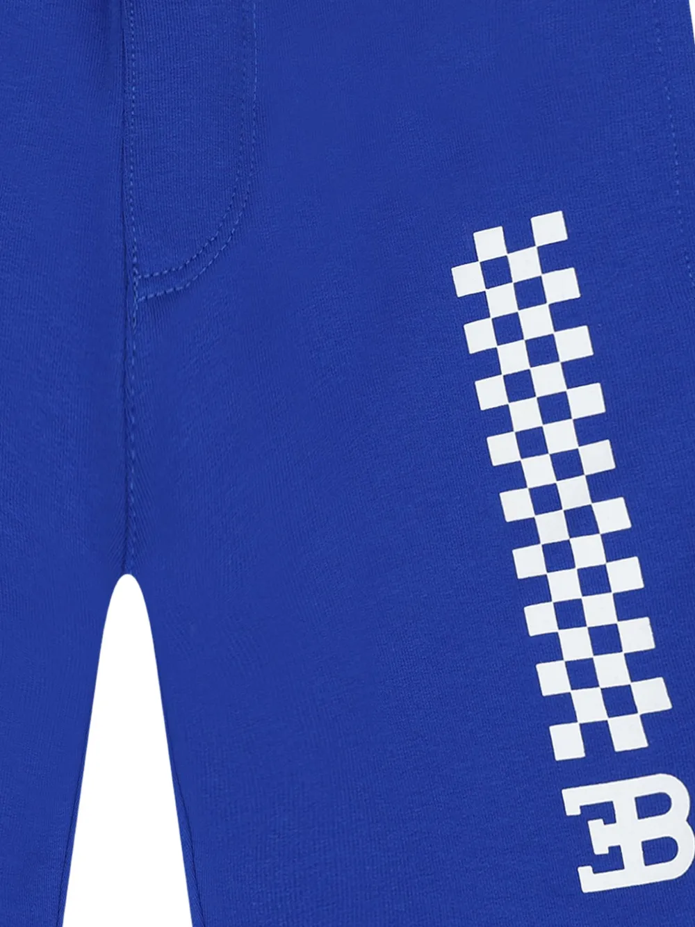 Bugatti Kids checkerboard-print drawstring shorts Blauw
