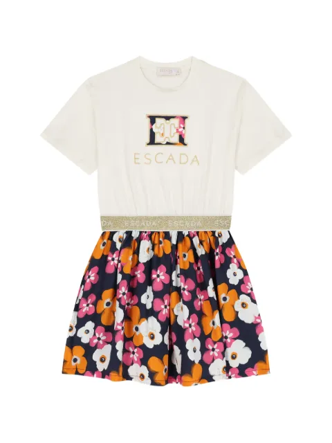 Escada Kids floral-print logo-waistband dress