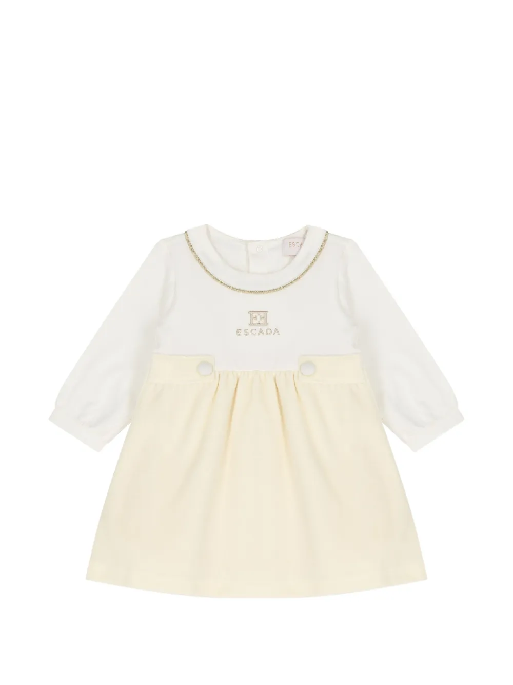 Escada Kids logo-embroidered pleated dress - Tons neutres Escada Kids logo-embroidered pleated dress - Tons neutres