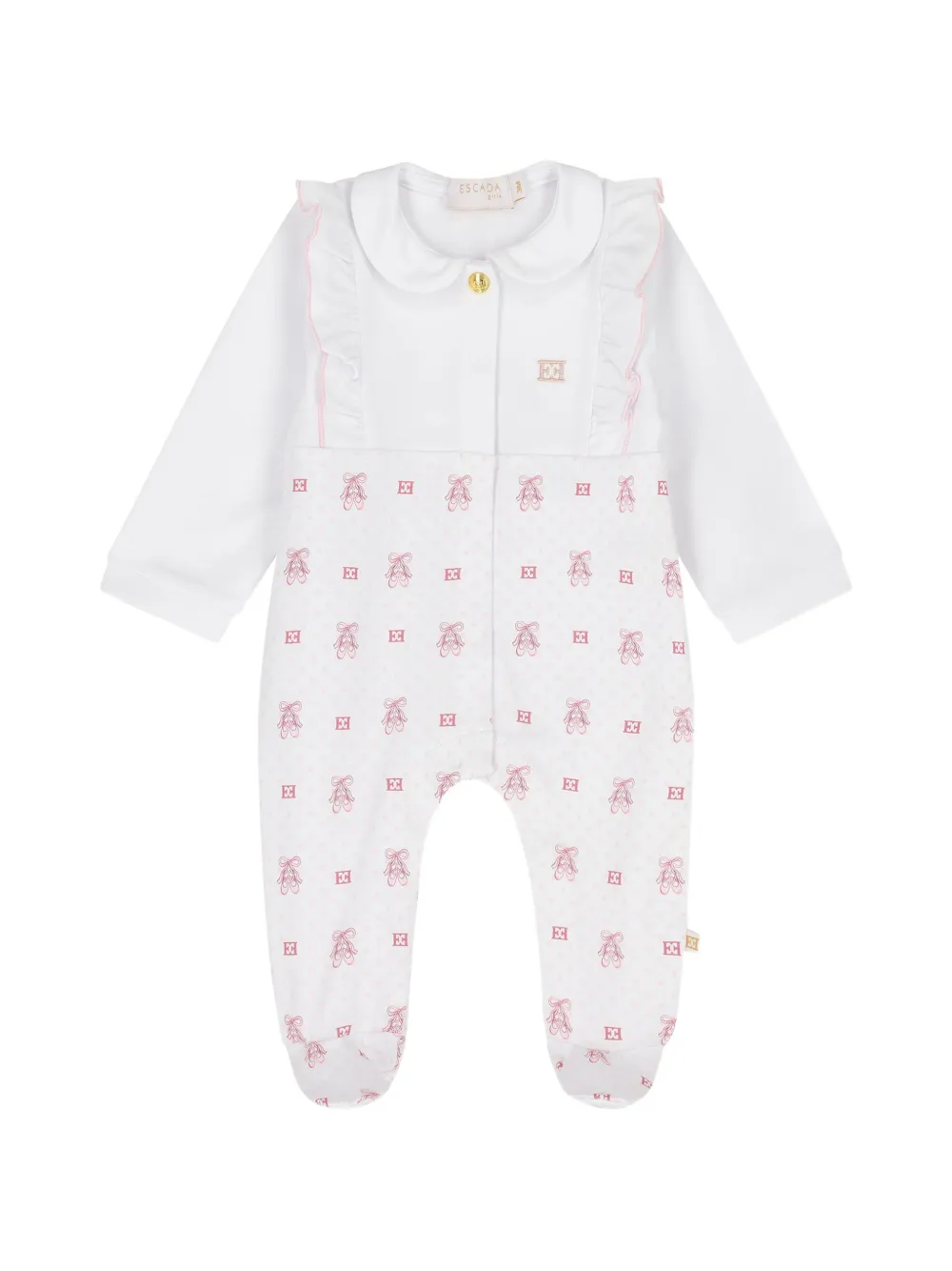 Escada Kids ruffled ballet-print body - Blanc Escada Kids ruffled ballet-print body - Blanc