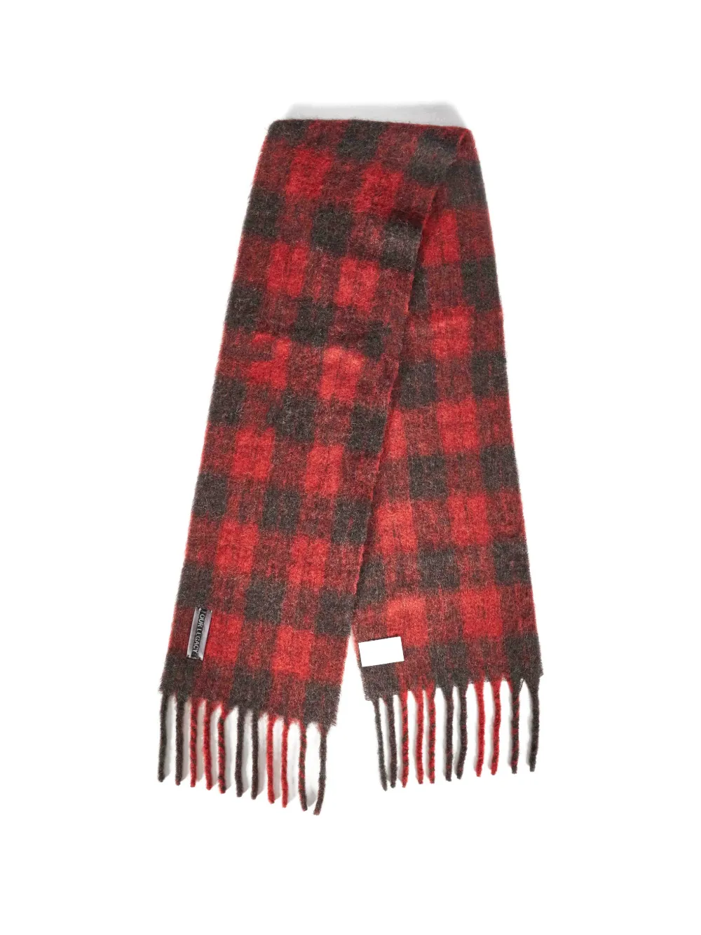 OUR LEGACY Estate check-pattern fringed scarf
