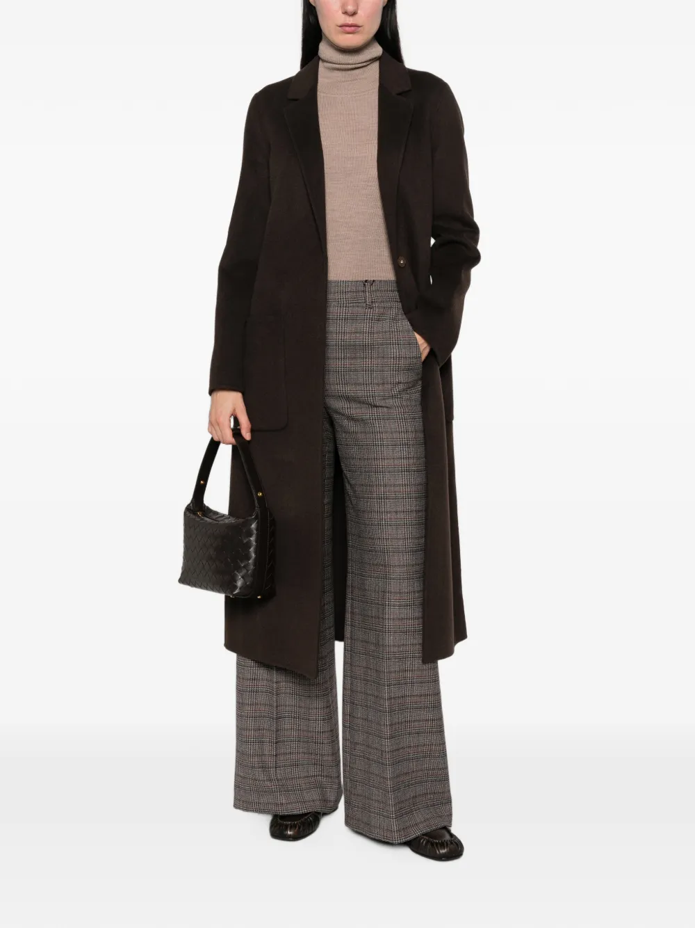 Vicolo Notched-lapels Patch-pocket Coat In Brown