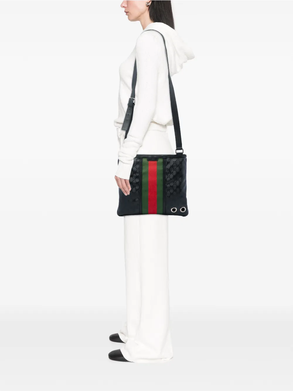 Gucci Pre-Owned 2016-2026 GG Imprime Web crossbodytas Zwart
