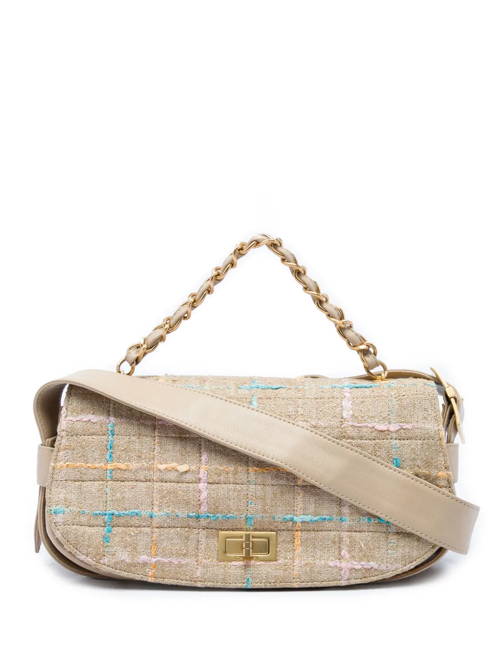 CHANEL Pre-Owned Borsa a tracolla Chocolate Bar Mademoiselle in tweed 2000-2002 - Toni neutri
