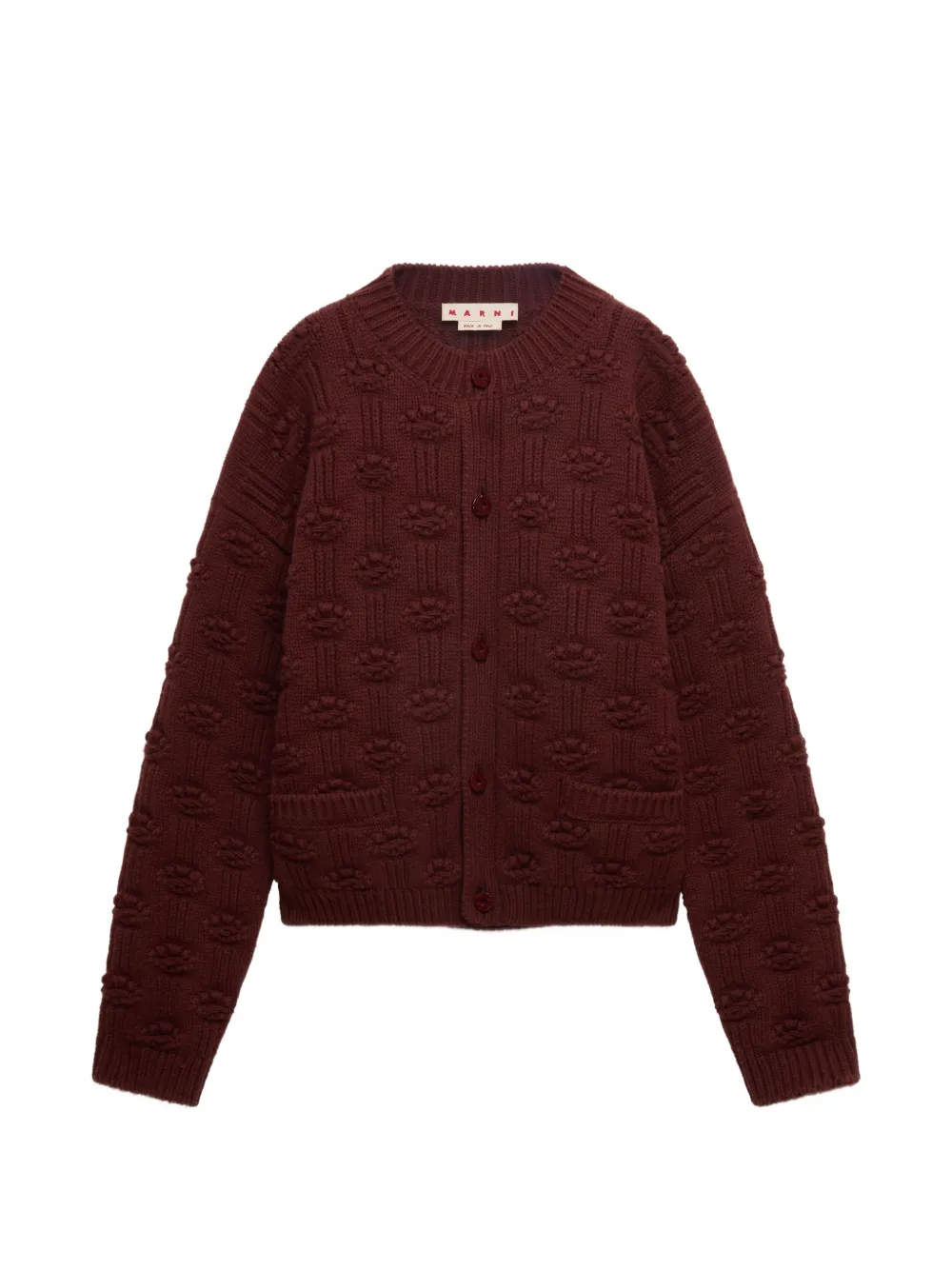 Marni brown fisherman wool-cashmere cardigan
