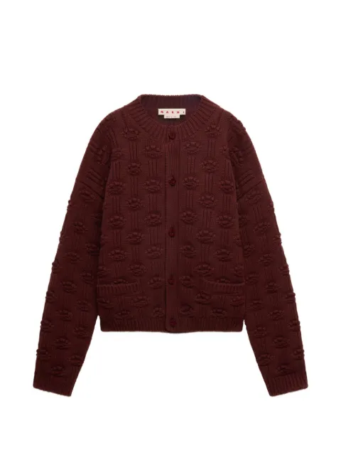 Marni brown fisherman wool-cashmere cardigan