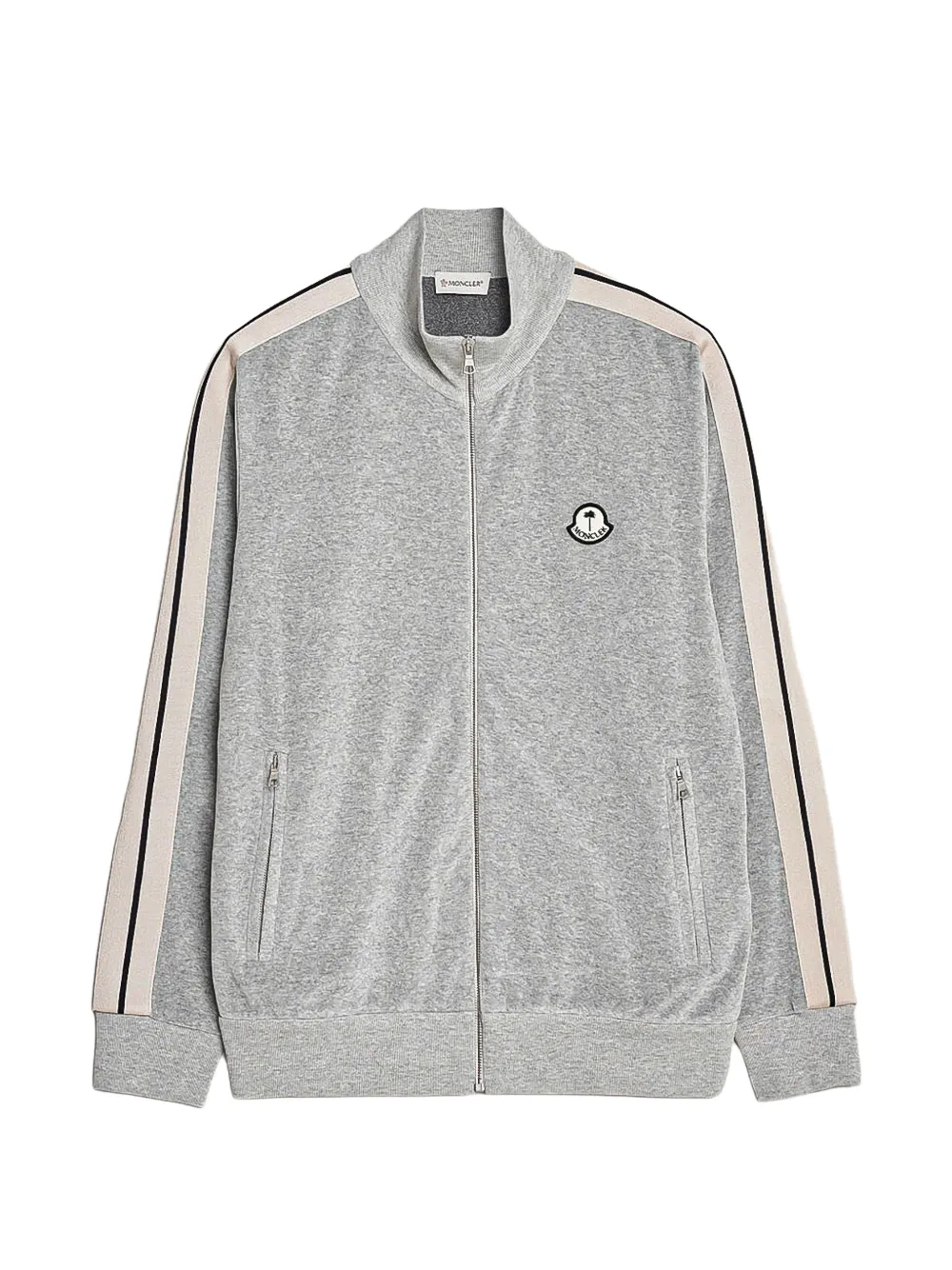 Palm Angels x Moncler Genius logo-patch side-stripe jacket - Grigio