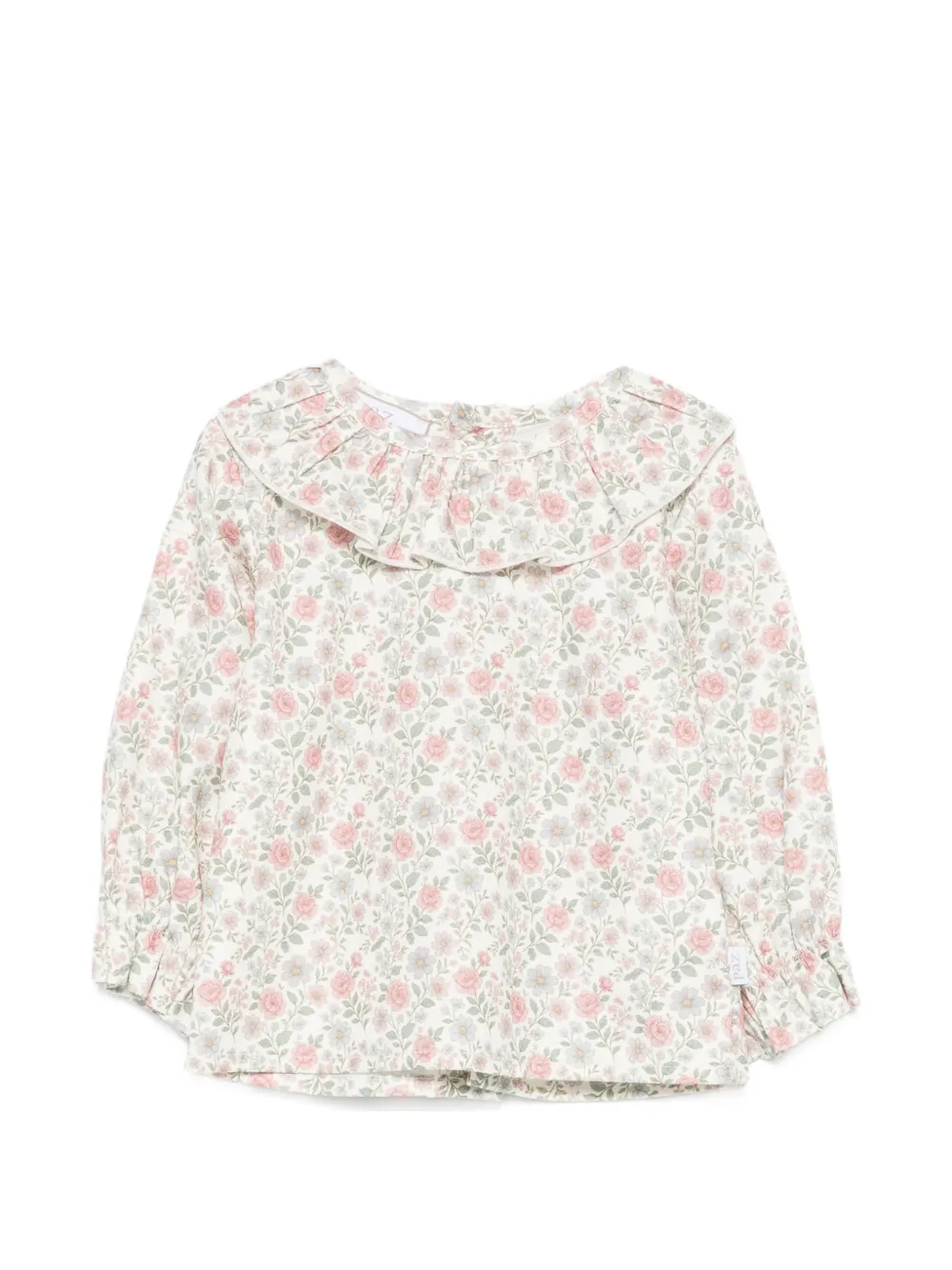 Paz Rodriguez floral-print ruffled-collar blouse - Toni neutri