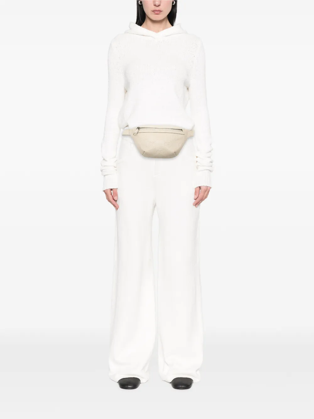 Gucci Pre-Owned 2016-2026 GG leren heuptas met geperforeerde details en reliëf Wit