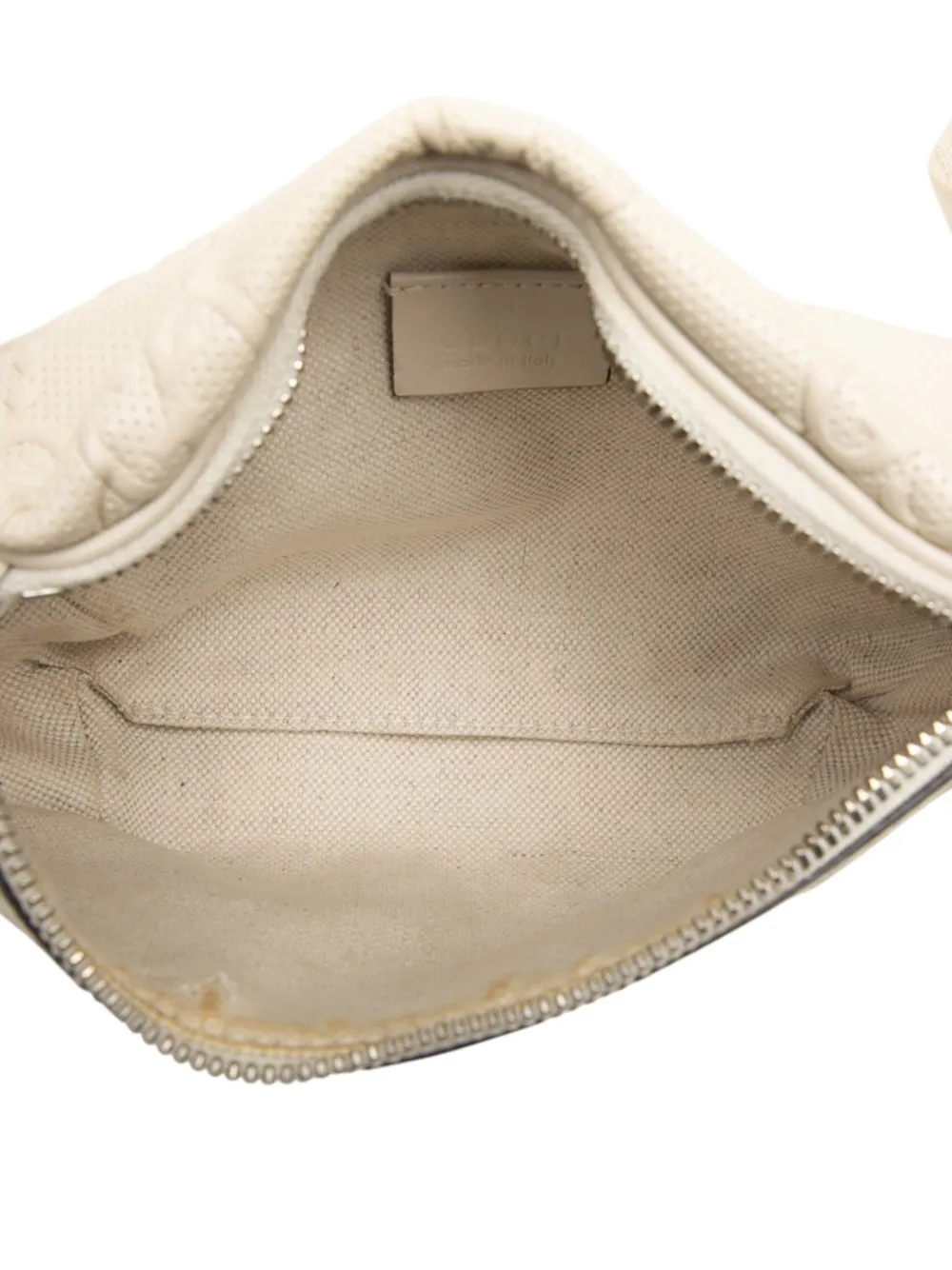 Gucci Pre-Owned 2016-2026 GG leren heuptas met geperforeerde details en reliëf Wit