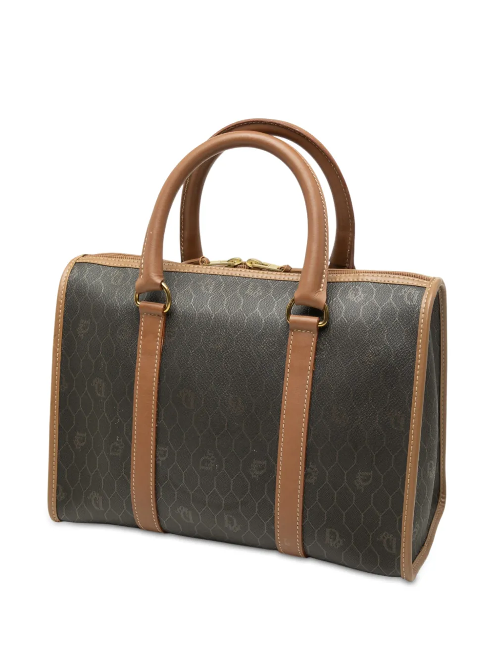 Christian Dior Pre-Owned 1900s Honeycomb gecoate canvas boston tas Zwart